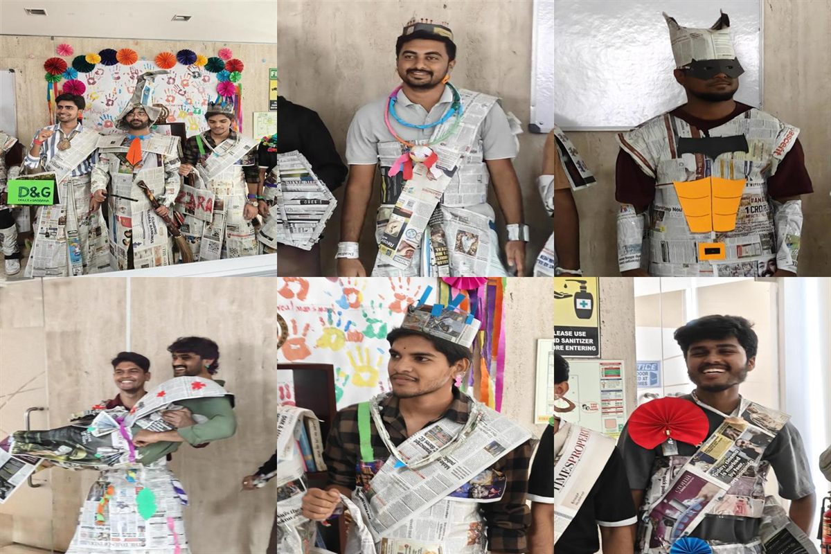 DataGrokr colleagues taking part in a creative team activity